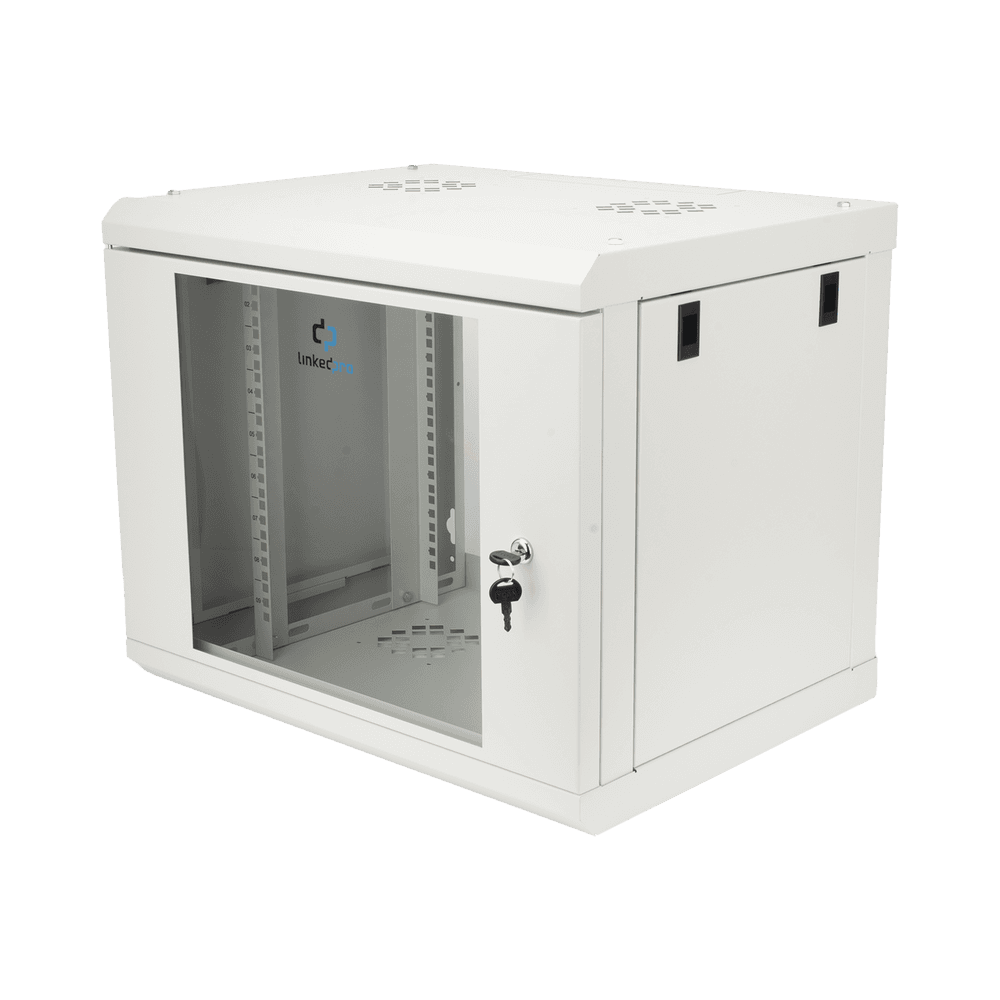 Gabinete de Pared de 9U con Puerta de Cristal Templado, 479.5 mm de Profundidad, Rack de 19'', Acero Reforzado Gris Mate