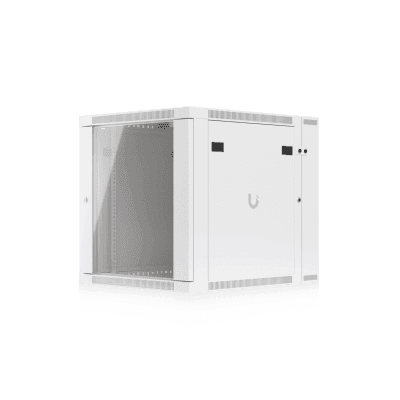 UACC Rack Cabinet 12U (600 x 703 mm) - Gabinete Cerrado para Montaje en Pared con Puerta Frontal de Vidrio Templado, Puerta Trasera Abatible (Swing-Out) y Paneles Laterales Removibles con Llave