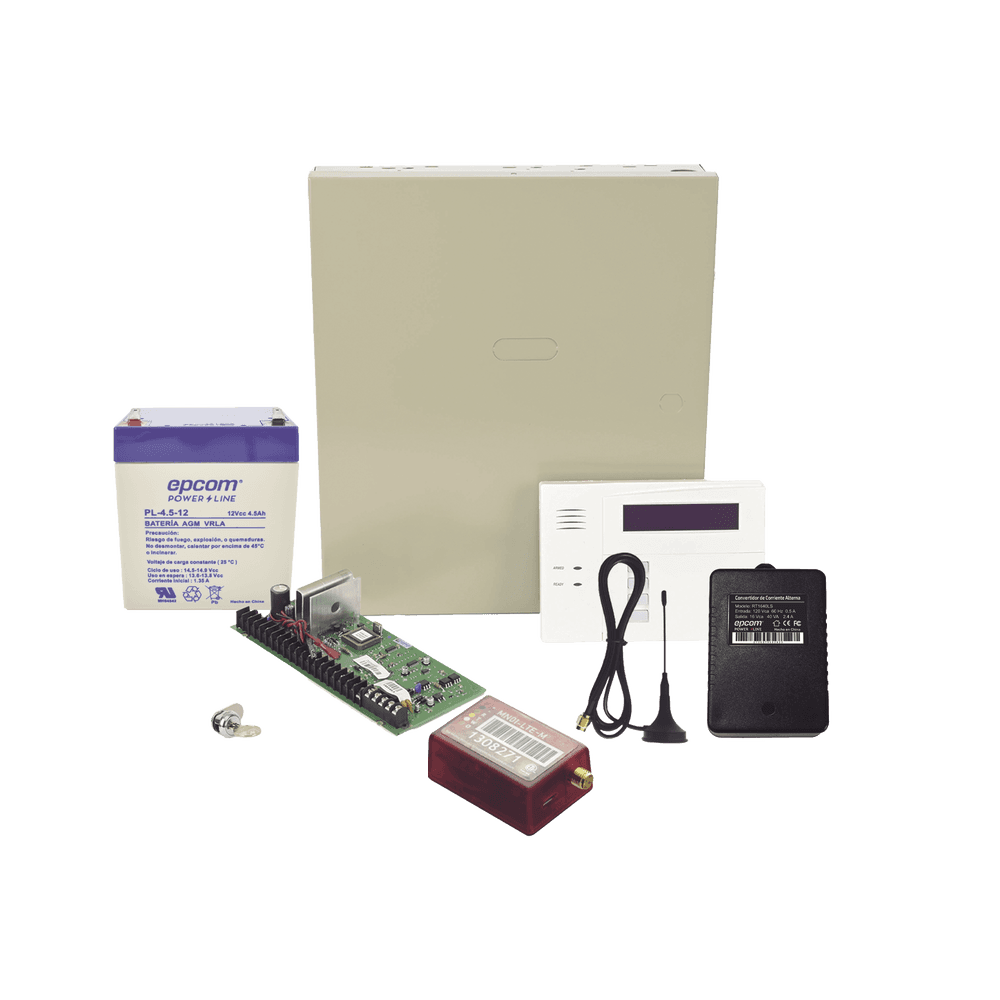 (2 Años 4GLTEM/5G ILIMITADO INCLUIDO) Kit Vista48LA con comunicador 4GLTEM/5G MN01, Teclado, Gabinete, Bateria y Transformador