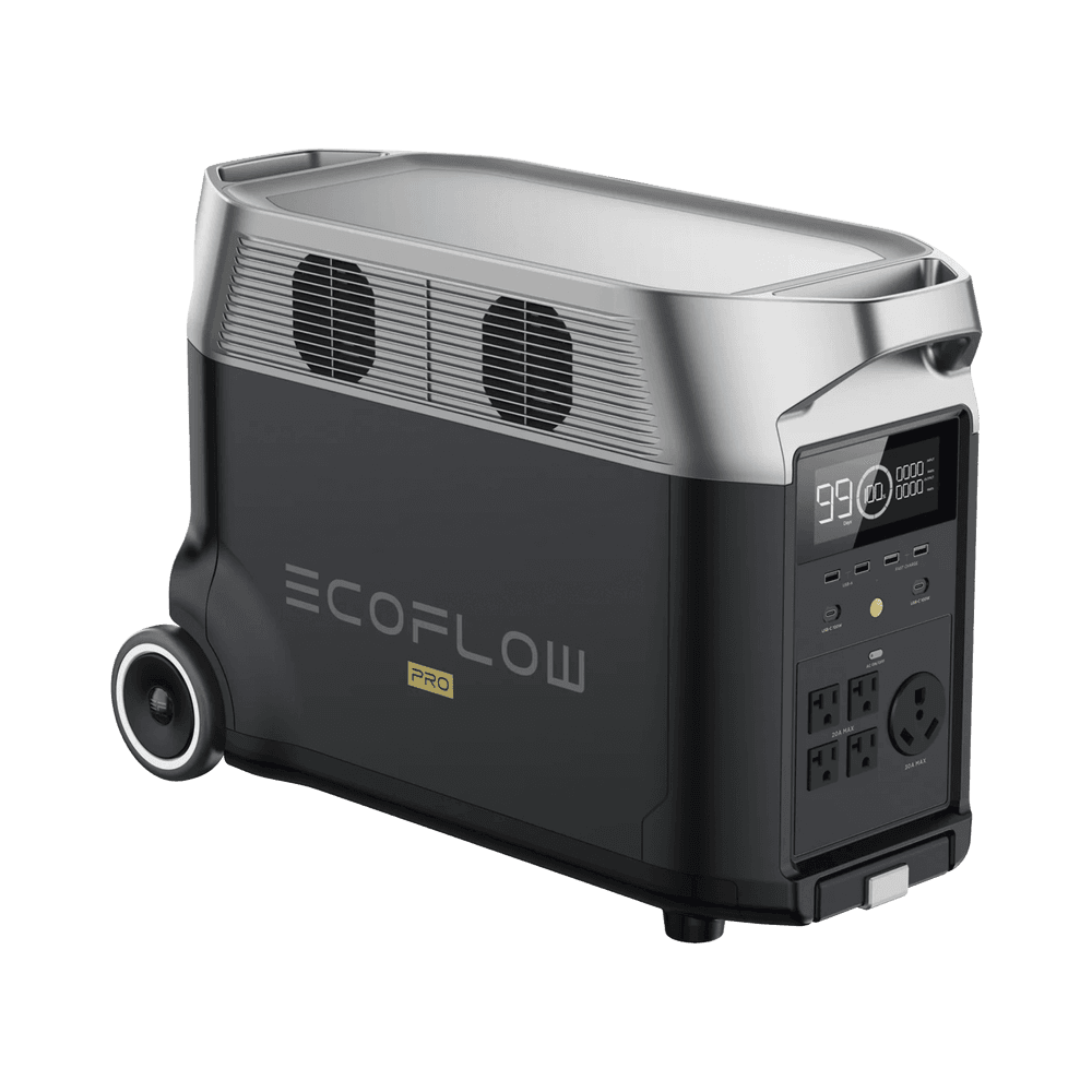 Estación de Energía Portátil DELTA PRO 3600Wh Litio LFP / 5 AC 3600W (7200W Pico) / 2 USB-C 200W / Capacidad para Aumentar Respaldo / Cargador de Coche 10A a 12.6V / Conectividad WiFi y Bluetooth (App) / Carga Solar 1600W Max.