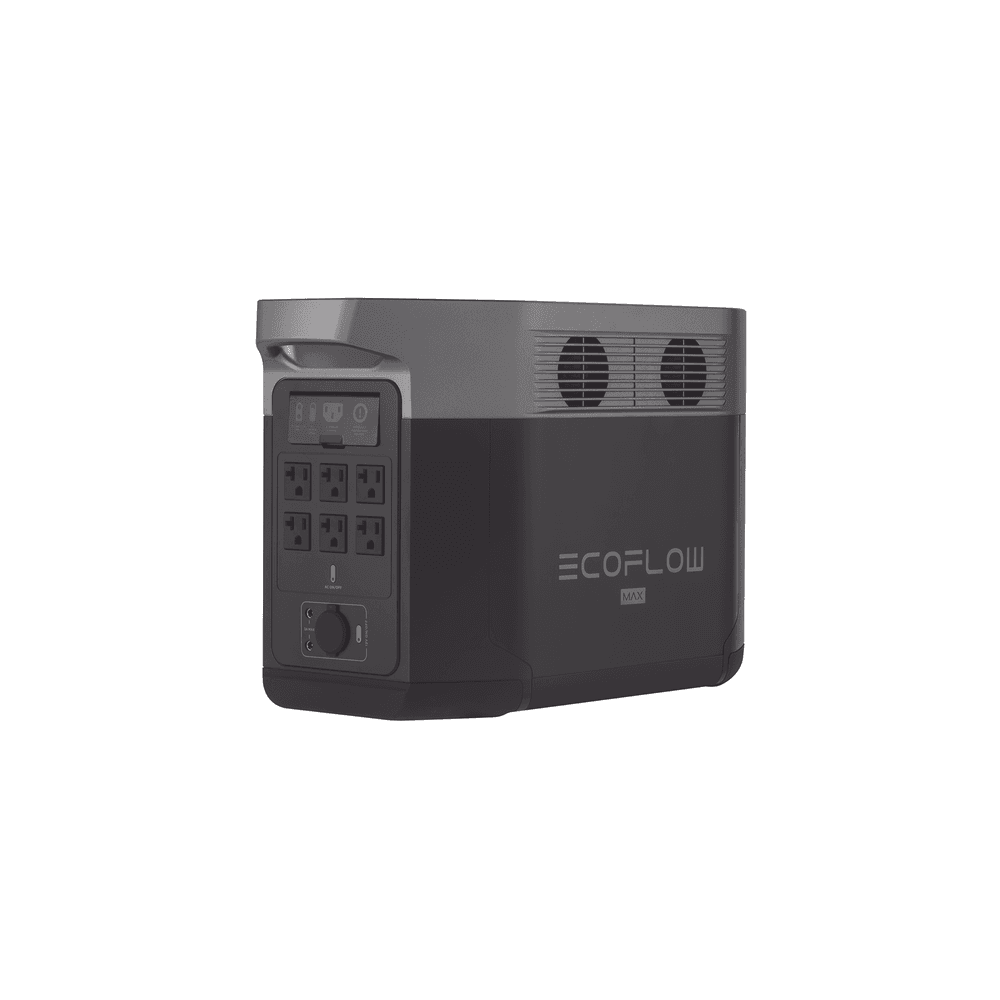 EcoFlow DELTA 2 MAX | Estación de Energía Portátil 2048Wh Litio LFP / 6 AC 2400 W (Max. 3400W) / 2 USB-C 100W / Capacidad para Aumentar Respaldo / Soporta Cargador de Coche 10A a 12.6V / Conectividad WiFi y Bluetooth (App) / Carga Sol