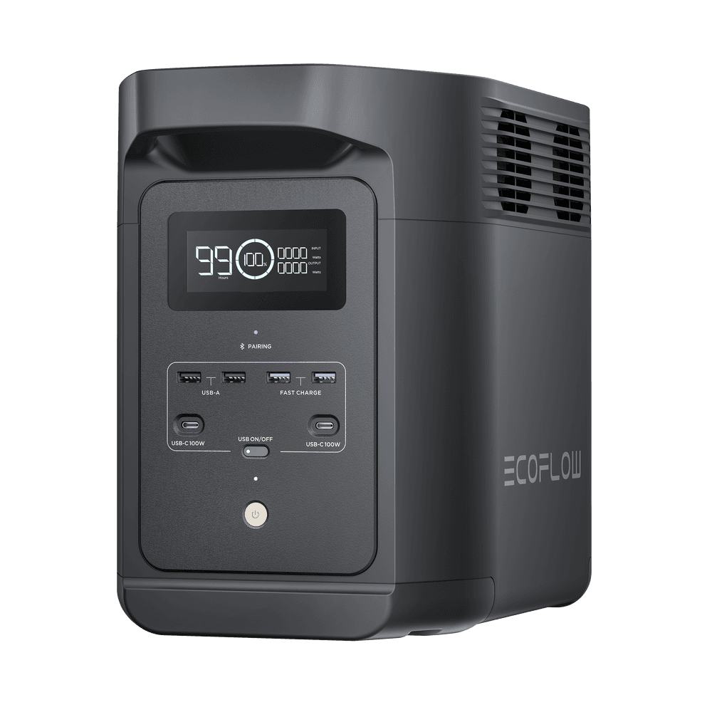 Estación de Energía Portátil de 980Wh Litio LFP / 10 Puertos AC 500 W (Max. 1000W) / 2 USB-C 100W / Cargador de Coche 10A a 12.6V / Conectividad WiFi y Bluetooth (App) / Carga Solar 500W Max.