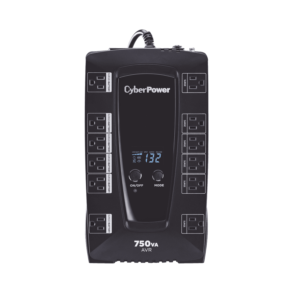 UPS de 750 VA/450 W, Topología Línea Interactiva, Entrada 120 Vca NEMA 5-15P, Tipo Gabinete Compacto, Con 12 Tomas NEMA 5-15R