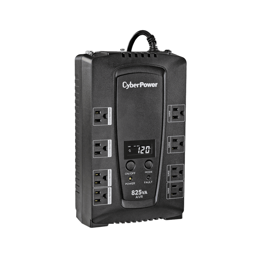 UPS de 825 VA/450 W, Topología Línea Interactiva, Entrada 120 Vca NEMA 5-15P, Tipo Gabinete Compacto, Con 8 Tomas NEMA 5-15R