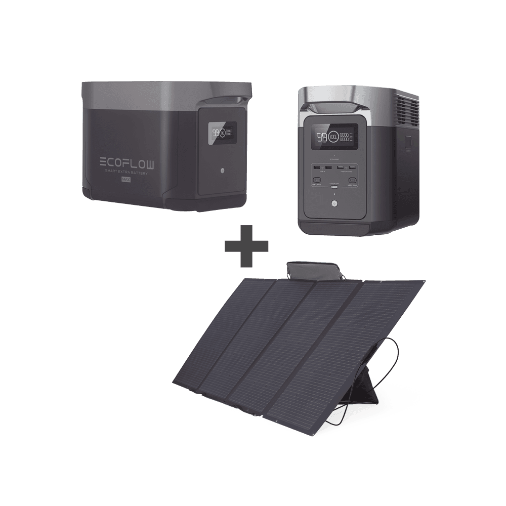 Kit de Estación de Energía Portátil 2048Wh + Batería Externa 2048Wh + Panel Solar Flexible 400W (4096Wh Totales)