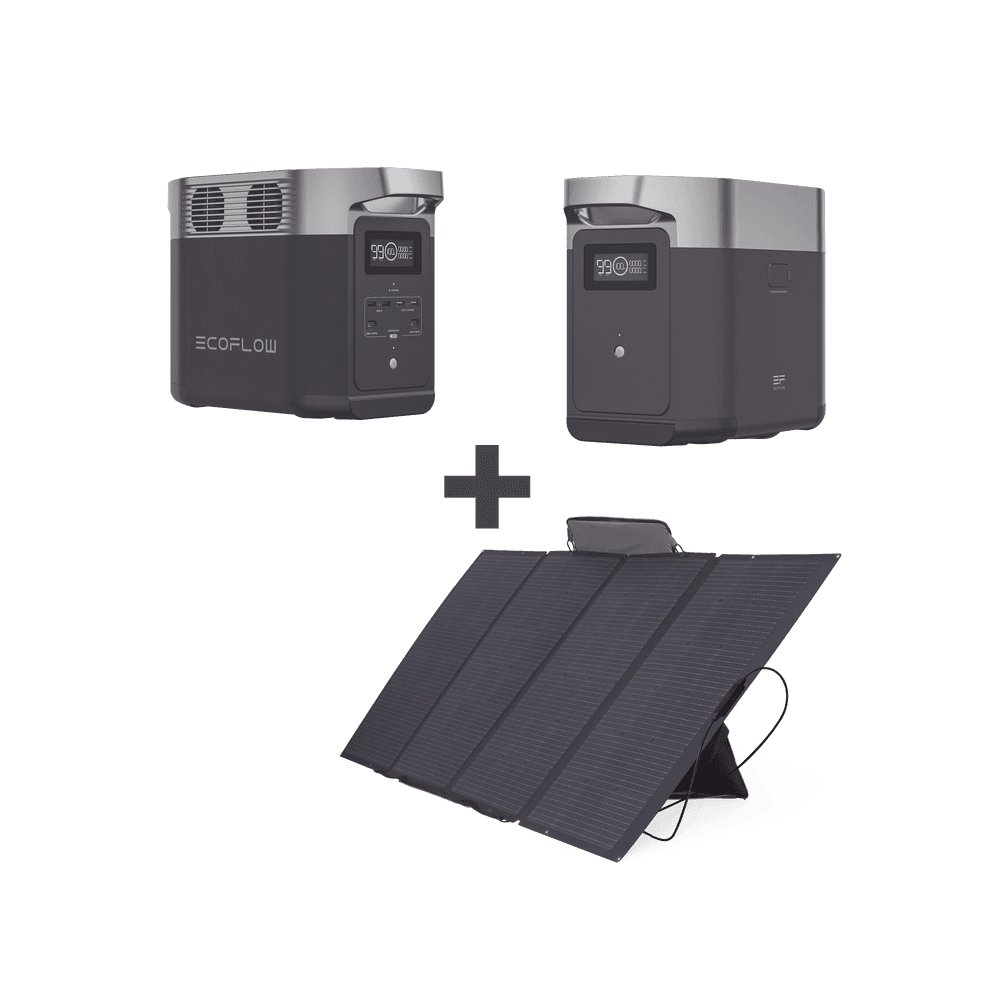 Kit de Estación de Energía Portátil 1024Wh + Batería Externa 1024Wh + Panel Solar Flexible 400W (2024Wh Totales)