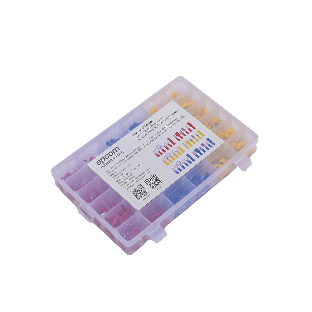 Juego de 580 pzas. Terminales Variadas con Forro y Caja de Almacenamiento.