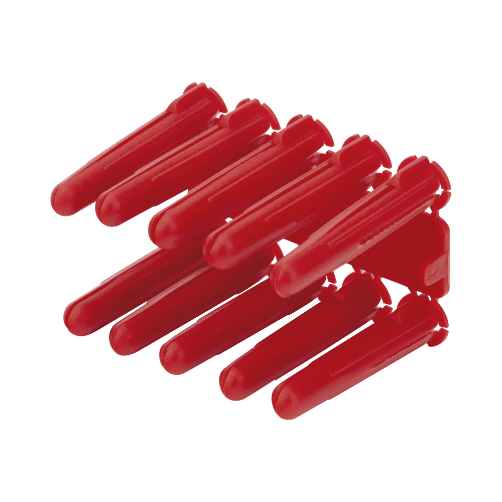 Taquete de 1/4 plástico paquete de 100 piezas para fijar objetos con tornillo en muros y techos de concreto o superficies sólidas, compatible con tornillo TH10X de 10 x 1 1/2" (1103-03100)