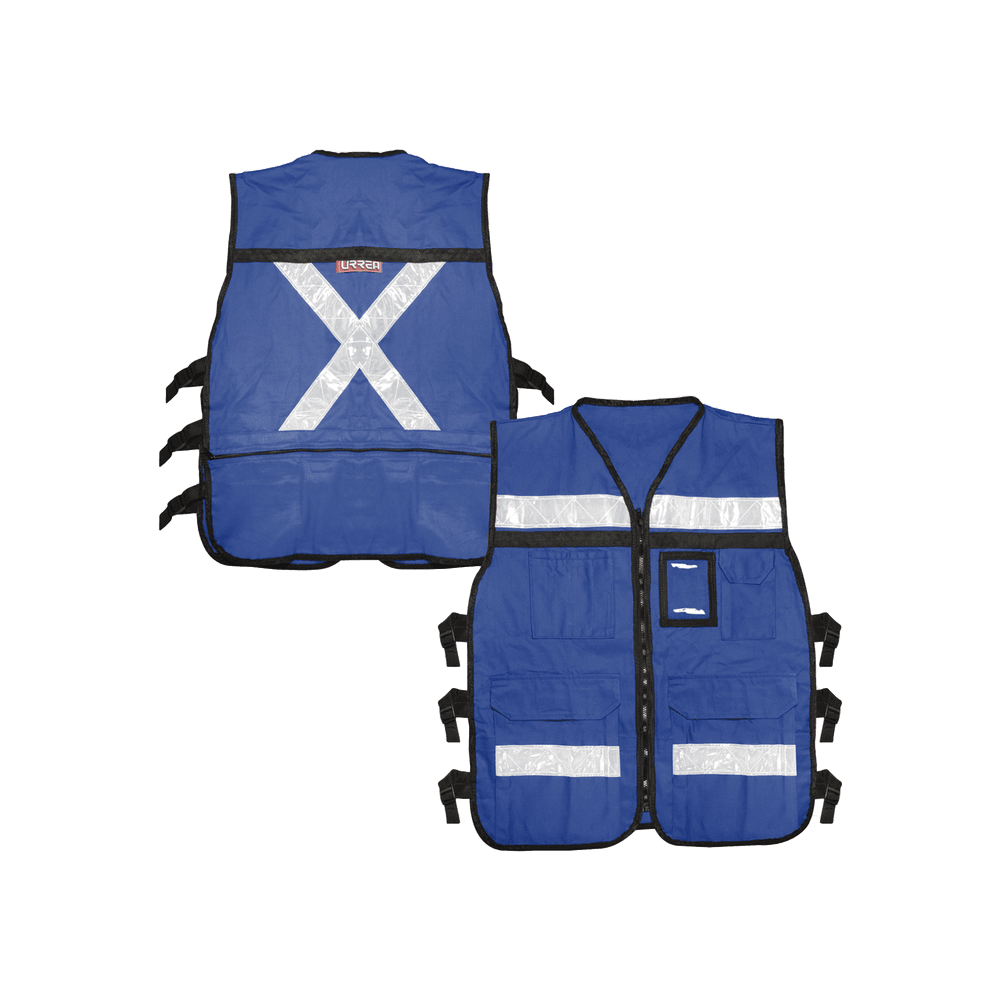 Chaleco Reflejante con 6 Bolsas Externas / 6 Broches ajustables / Talla Grande.