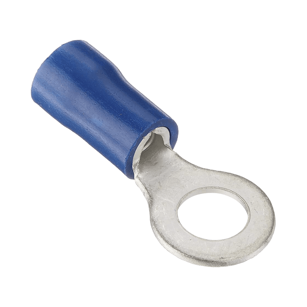 Terminal tipo ojo aislada / 16- 14 AWG / 3/16" / Azúl / Paquete de 25 piezas.