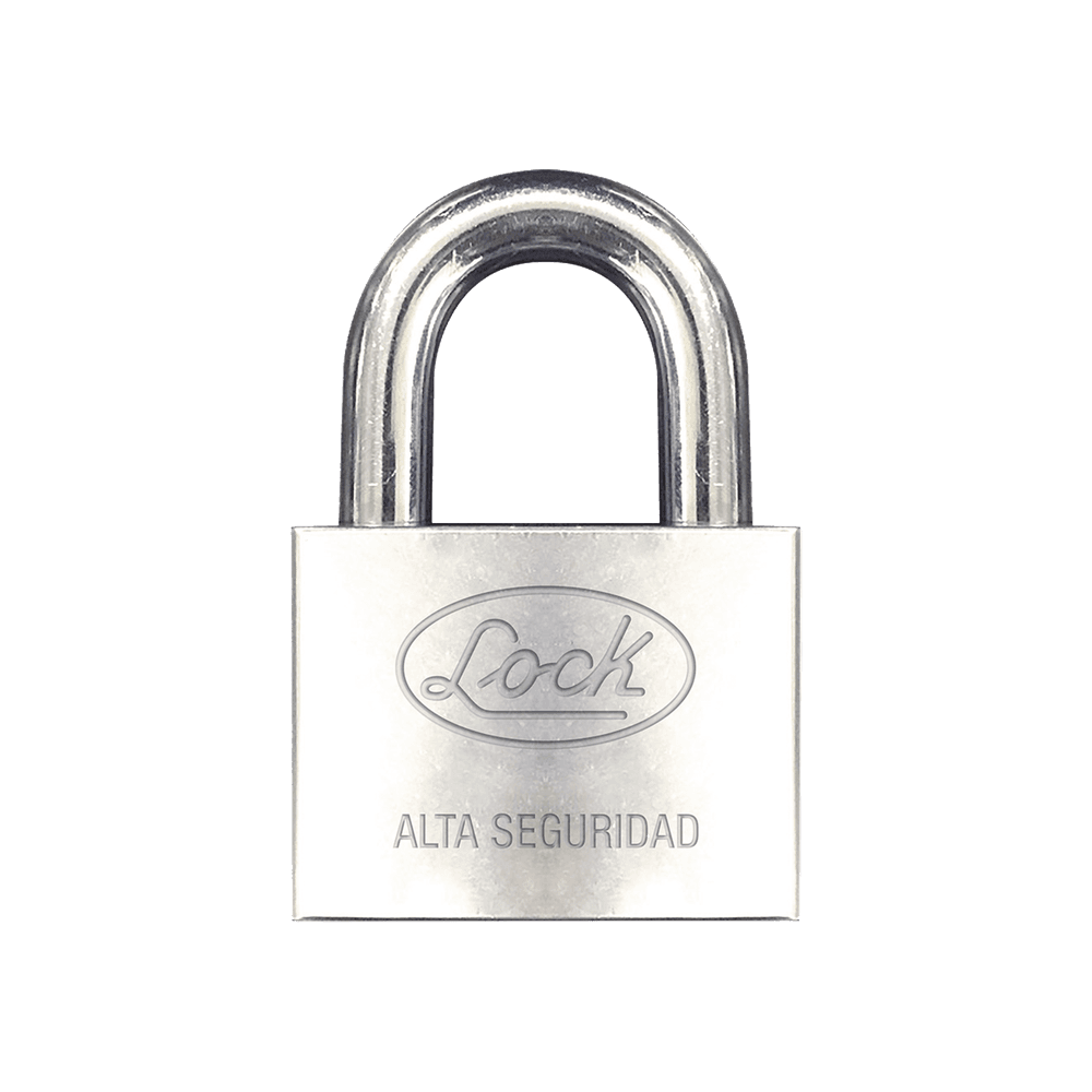 Candado de hierro alta seguridad con llave de disco/ Acabado Cromado/ Llaves Abloy/ Medida de Horquilla 34 mm.