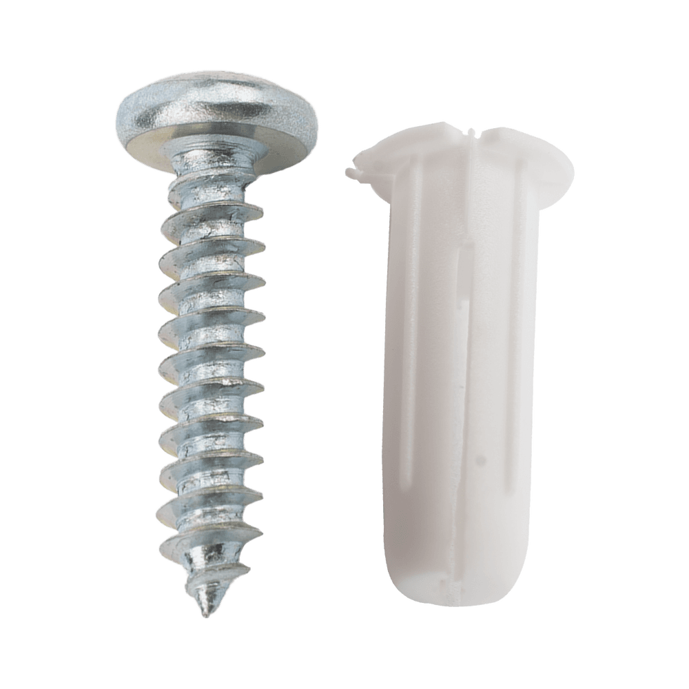 Paquete de 20 taquetes blancos 3/4" y 20 tornillos 8mm x 3/4" (1101-05002)