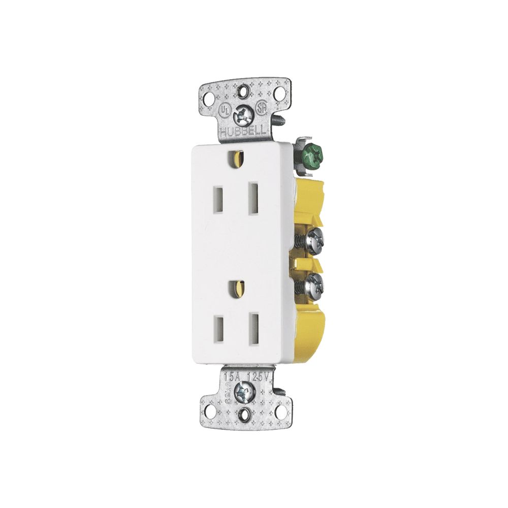 Contacto Duplex Decorador 15A 125V, 2 Polos, 3 Hilos, Color Blanco (Nema5-15R).
