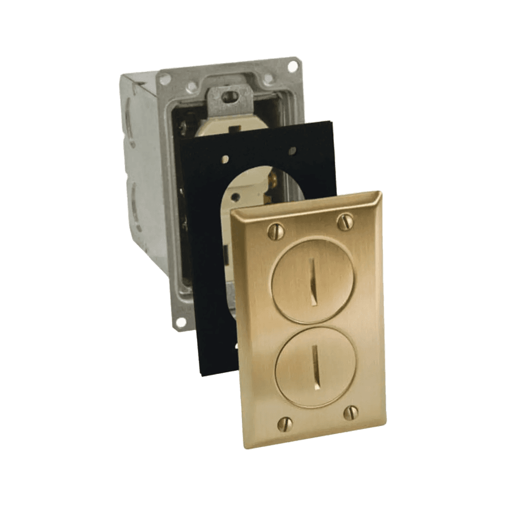 Kit de Caja de Piso con Receptaculo de 15A 125V/ Acabado Latón.