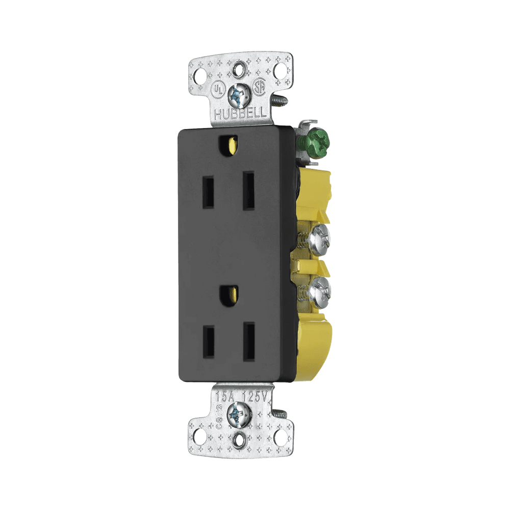 Contacto Duplex Decorador 15A 125V / 2 Polos 3 Hilos/ Nema5-15R / Color Negro.