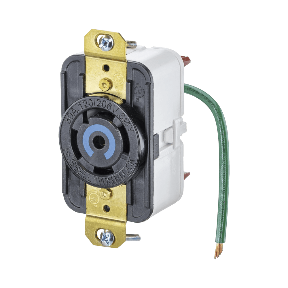 Receptáculo de Media Vuelta Industrial 30 A 120/208 V CA/ Nema L21-30R /Color Negro