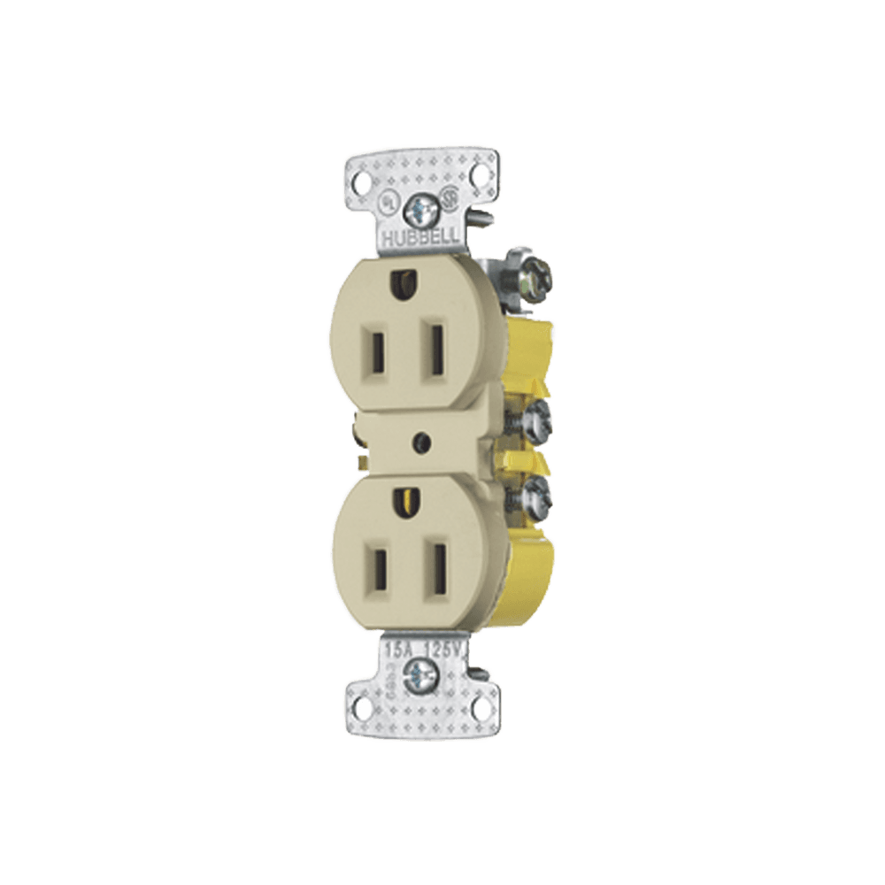Contacto Duplex 15A 125V/ 2 Polos 3 Hilos / Cableado posterior y lateral / Nema 5-15R / Color Marfil.