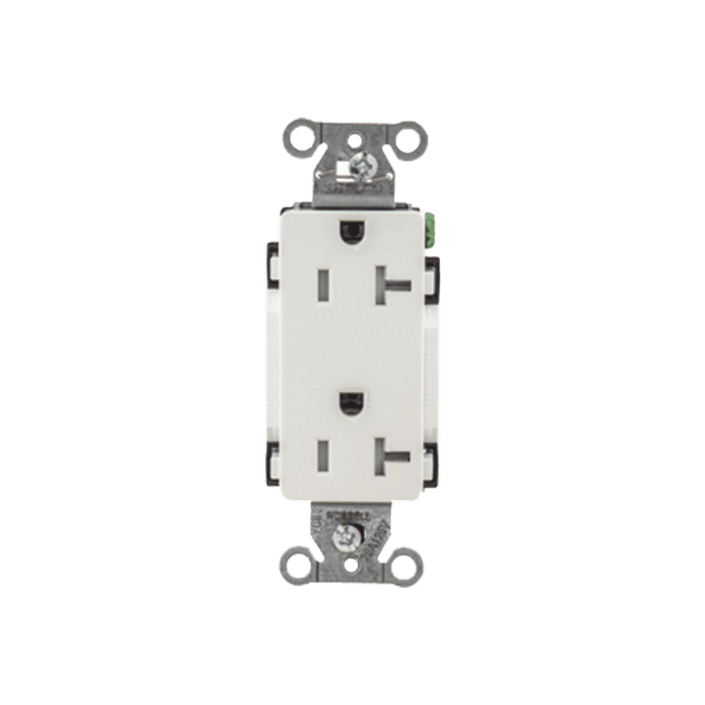 Contacto Duplex Decorador 20 A 125V / Resistente a manipulaciones / 2 Polos 3 Hilos/ Nema 5-20 R / Color Blanco / Grado Industrial.