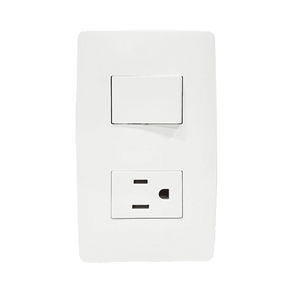 Apagador Escalera y Contacto de 127 V~60 Hz 10/15 A.