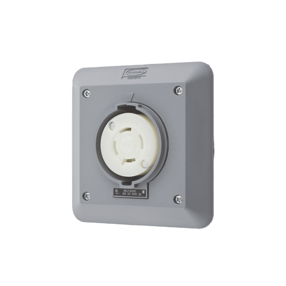 Receptáculo con Bloqueo de Media Vuelta Industrial 30 A 600 V CA / 3 Polos 4 Hilos / Nema L17-30R.