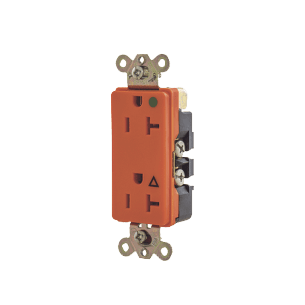 Receptáculo Duplex de 20 A 125 V / 2 Polos 3 Hilos/ Nema 5- 20 R / Color Naranja/ Grado Hospital.