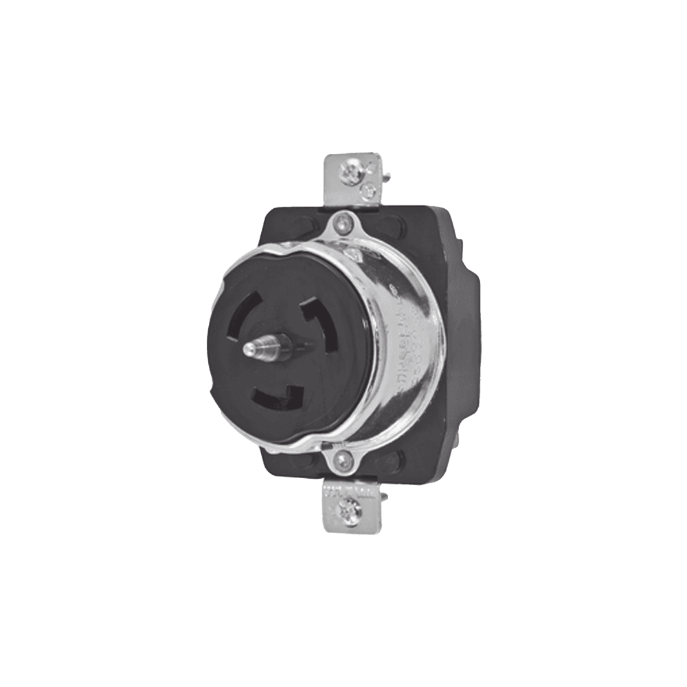 Receptáculo Trifásico con Bloqueo de Media Vuelta / 50 A 250 VCA / 3 Polos 4 Hilos / Grado Industrial / Color Negro.