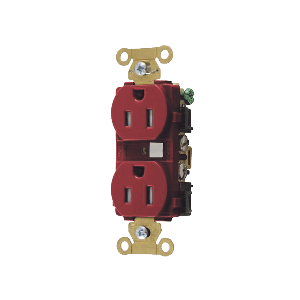 Contacto Duplex 15 A 125 V / A Prueba de Manipulaciones / Nema 5-15R / Color Rojo.