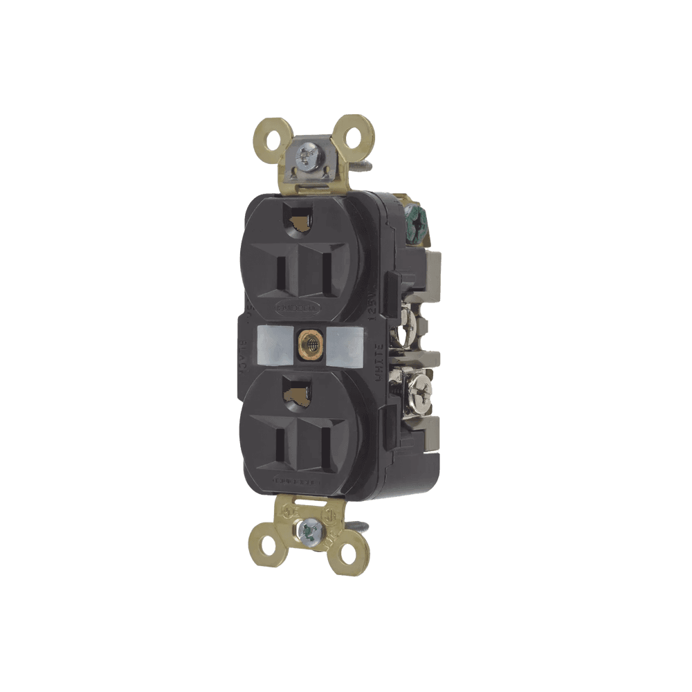 Contacto Dúplex 15 A 125 V / 2 Polos 3 Hilos/ Color Negro / Nema 5-15R / Grado Industrial.