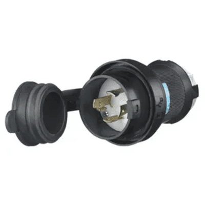 Enchufe con Bloqueo de Media Vuelta Industrial y Cubierta Hermética de 30 A 250 V CA / 3 Polos 4 Hilos / Nema L15-30P.