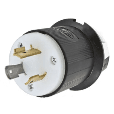 Clavija Industrial con Bloqueo de Media Vuelta / 20 A 277 V CA / 2 Polos 3 Hilos / Color Blanco y Negro / Nema L7-20P