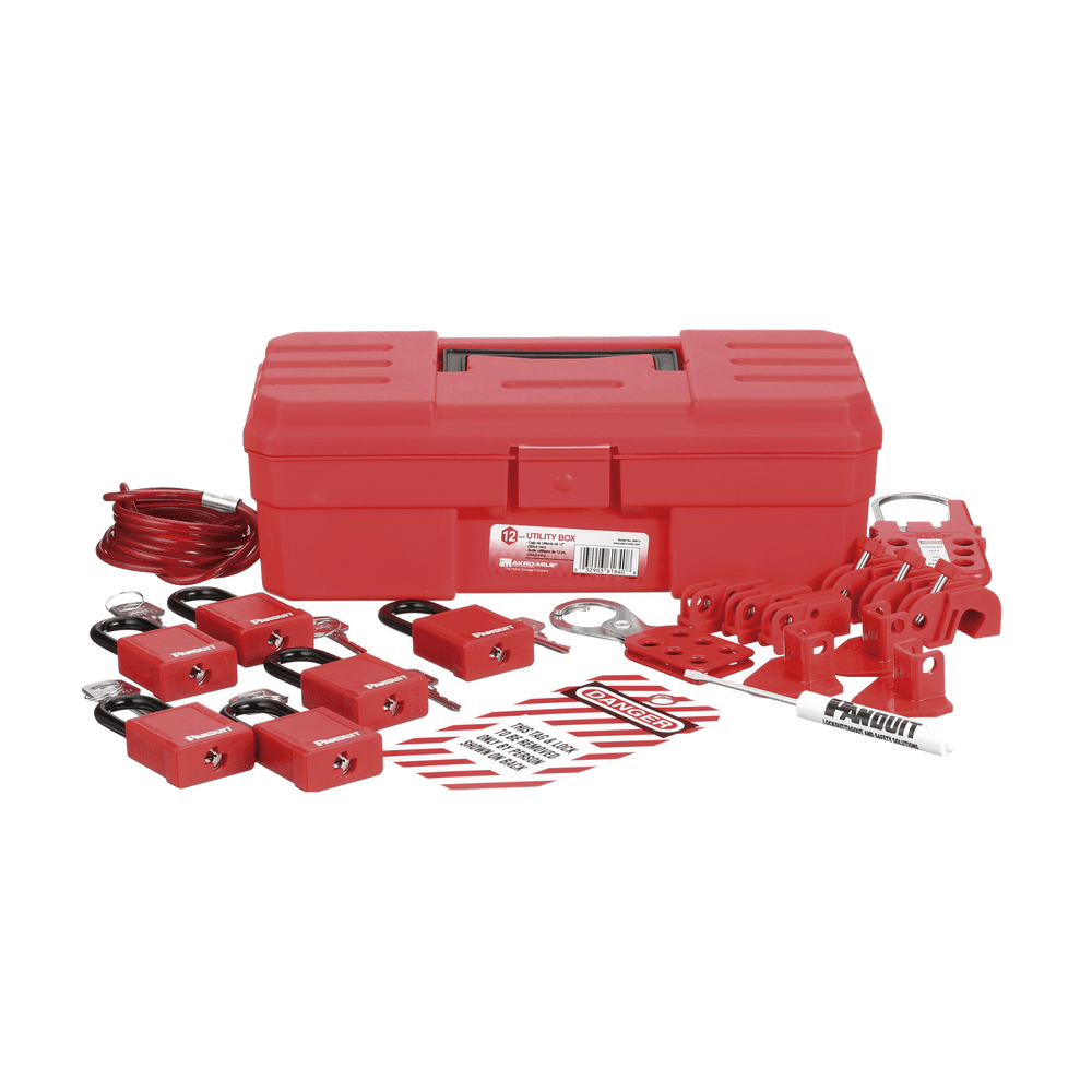 Kit de Bloqueo LOTO para Contratistas con Componentes (Color Rojo).